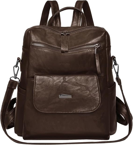 WYFJNX PU Leather Small Backpack Purse for Women Ladies Coffee