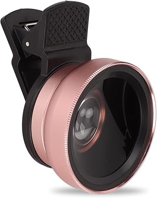 2 in 1 Cell Phone Lens Kit, 0.45X Wide Angle 12.5X Macro Phone Camera Lens, Professional Cell Phone Lens with Clip, Detachable HD Lens with Storage Bag, Compatible with Phones and TabletsRose Gold