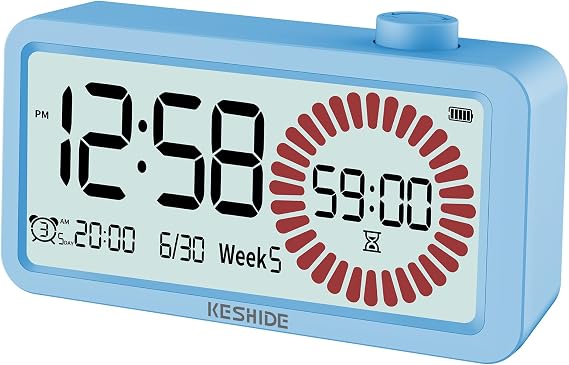 Visual Timer for Kids and Adults with Alarm Clock,LCD Digital 60-Minute Countdown Timer Time Management Tool for Home, School, or Work