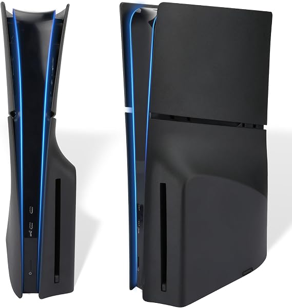 PS5スリムディスクエディション用フェイスプレート、傷防止防塵保護シェルカバー、Playstation 5スリムコンソール用、交換用プレート、PS5ディスクエディション用、ブラック