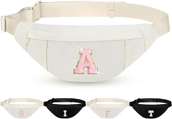 Personalized Birthday Gifts for Women Christmas Gifts for Women Gifts Trendy Stuff Initial Fanny Pack Crossbody Belt Bag Gifts for Friends Her Cute Graduation Gifts,Beige A