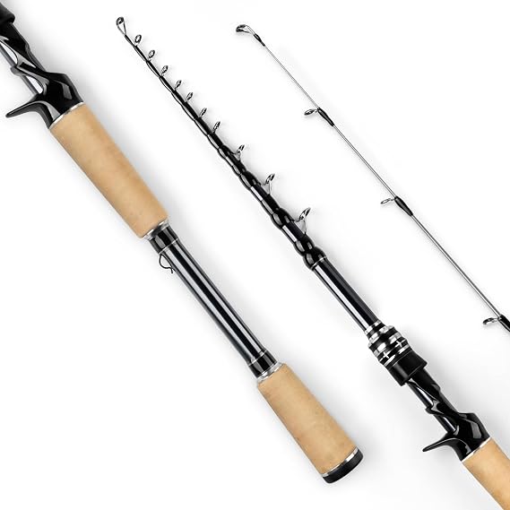 KastKing Megatron Titanium Telescopic Spinning & Casting Fishing Rods | Titanium Solid Tip, IM7 Graphite Blanks, Stainless Steel Guides with Zirconium Oxide Rings, 3A Cork Grip