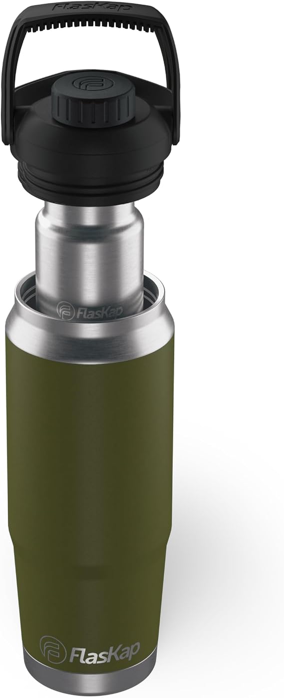 Flaskap FreePour Signature System: 6oz Liquor Dispenser Kap and 26oz Cup Holder Bottle, Mixed Drink Tumbler, Leak Proof Lid