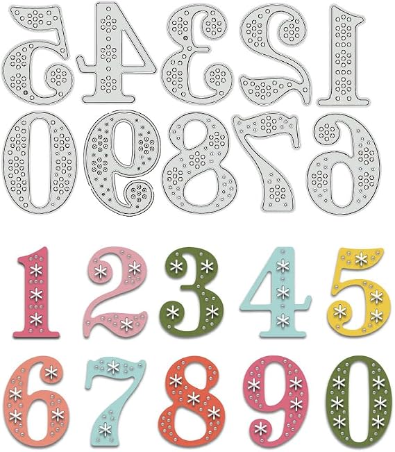 BENECREAT Threading Numbers 0~9 Cutting Dies Stencils, Carbon Steel Die Cuts DIY Craft Embossing Template for Card Making Photo Decorative Paper Scrapbooking, 0.8mm Thick