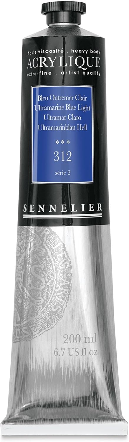 Sennelier Extra-Fine Artists Acrylics 200 ml Tube, 200ml, Ultramarine Blue Light S2