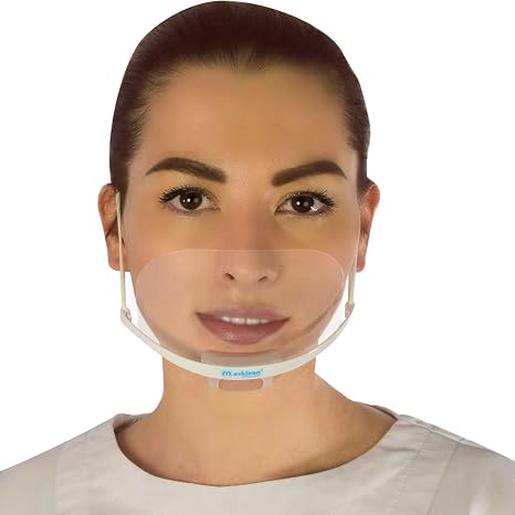 1 Box(5 Masks w/Pouch) Clear Transparent Sanitary Mask Anti-Fog Face Mouth Shield Spit Guard Reusable Permanent makeup microblading catering