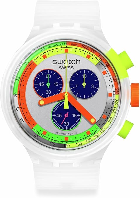 Swatch Big Bold Chrono Unisex Watch Casual Polymer Transparent Quartz Waterproof