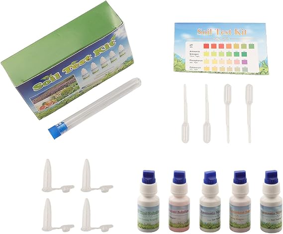Soil Test Kit for NPK pH Measurement, 10ml Liquid Solution Set with Test Tubes and Color Chart for Gardening Agriculture