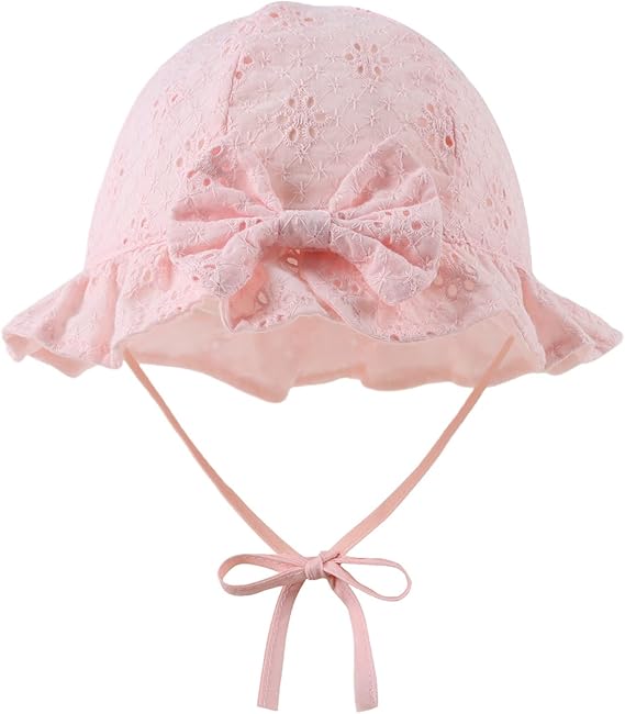 Summer Baby Hats for Girls Cotton Infant Sun Hat Bowknot Toddler Bucket Hats 0-2 Years