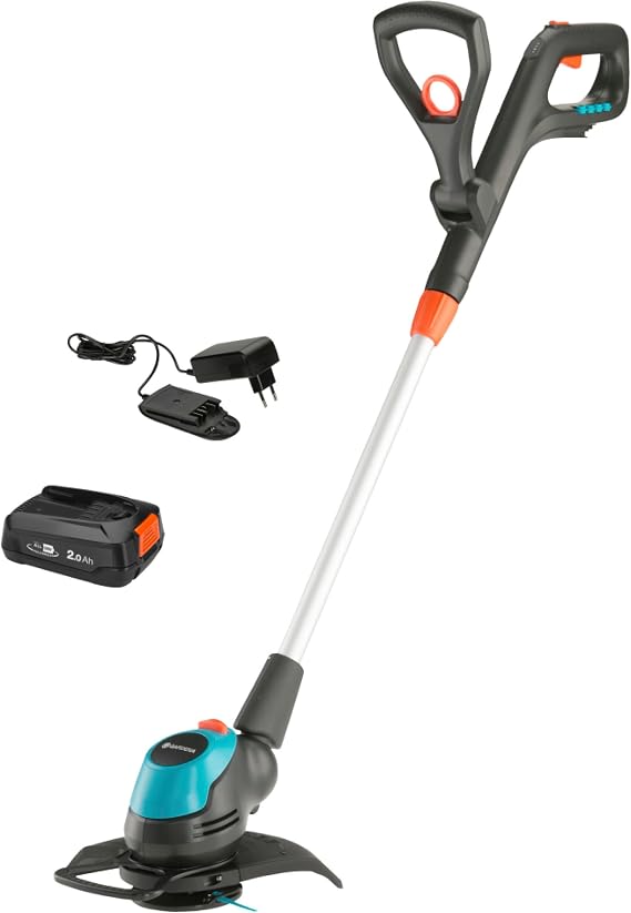 Gardena Ready-to-Use EasyCut 23/18V P4A Battery Trimmer: Trimmer 230mm Diam, Adjustable Handle, Plant Protection Bar and Tilt Adjustment Handle, with P4A 18V Battery (14700-20)