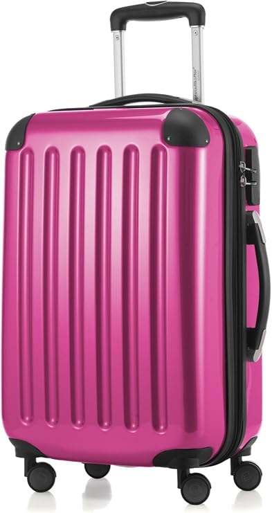 HAUPTSTADTKOFFER - Alex - Carry on luggage On-Board Suitcase Bag Hardside Spinner Trolley 4 Wheel Expandable, 55cm, pink