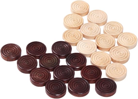 24Pcs Draughts Pieces Draughts Checker Backgammon Pieces Board Game Backgammon Chess Stackable Wood Checker Pieces