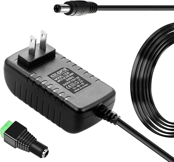 12 Volt 2A Power Adapter Supply12Volt 2000mA Universal AC Adapter AC 100-240V to DC 12V Power Supply Transformer Charger 2.5mm X 5.5mm Wall Plug for DC12V CCTV Camera LED Strip Light