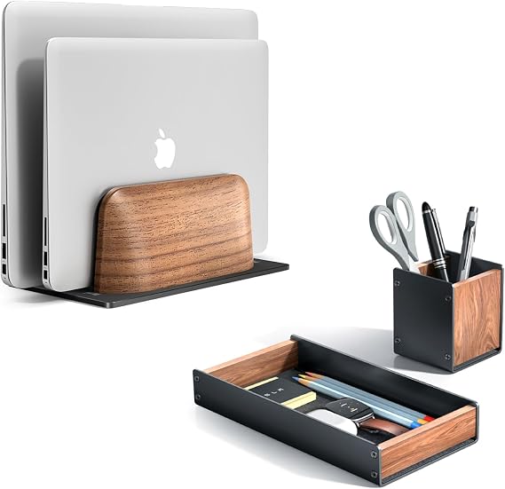 UPERGO Vertical Laptop Stand with Desk Organizer Tray