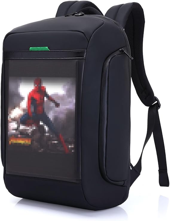 Luminous backpack, LED backpack, HD display backpack, APP controlled DIY smart backpack, water-proof,Black