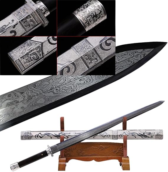 999 Sterling Silver Handmade Carving, High Difficulty Tiantie Forging, Tianci Sword, Available for Sale in The Tang Dynasty