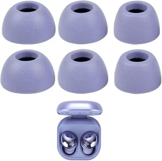 Replacement Memory Foam Ear Tips Compatible with Samsung Galaxy Buds Pro SM-R190 Earbuds Noise Isolation & Soft Comfortable Ear Foam Tips, Fit in The Charging Case 3 Pairs (Purple)