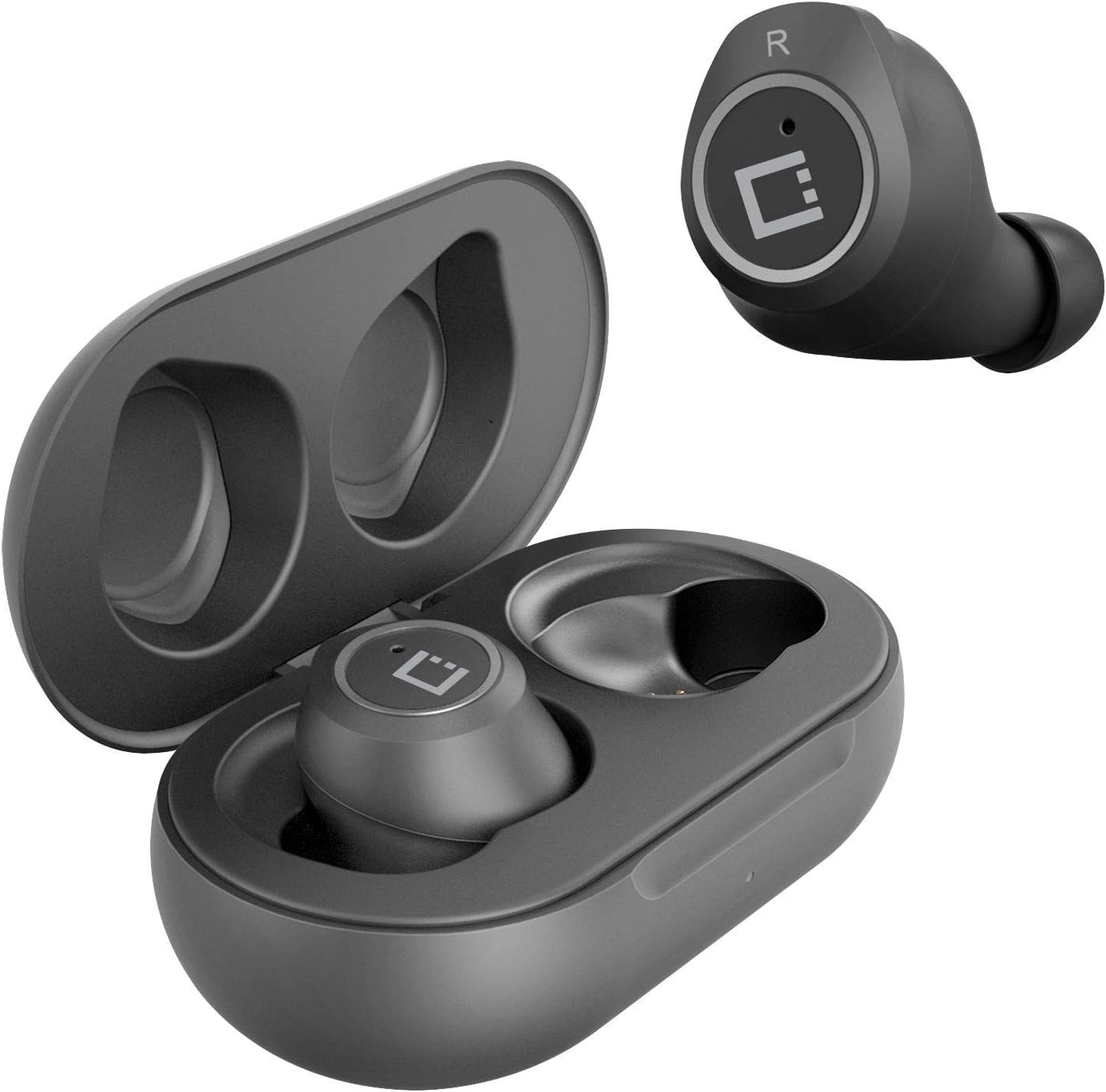 Wireless V5 Bluetooth Earbuds Compatible with Aukey DR01 with Charging case for in Ear Headphones. V5.0 Black