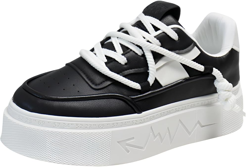 Fashion Platform Sneakers, White with Color Accents, Chunky Sole Design, Athletic Style
