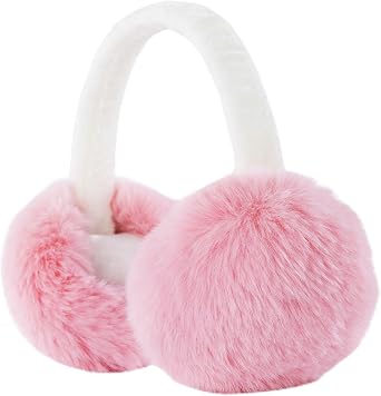 GNEGNI Kids Fluffy Ear Muffs Foldable Winter Faux Fur Earmuffs Adjustable Ear Warmer Cover Outdoor Earmuff for Girls Boys