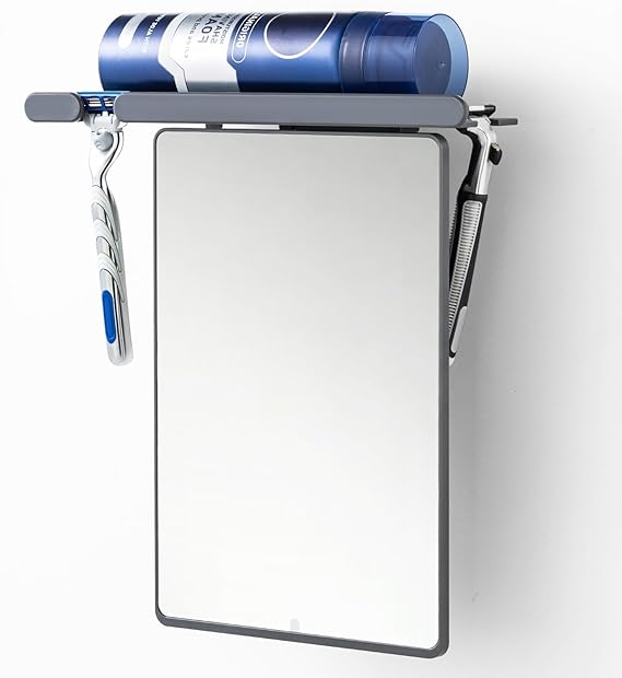 TAILI Shower Mirrors for Shaving Anti Fog, Suction Wall-mounted, Grey