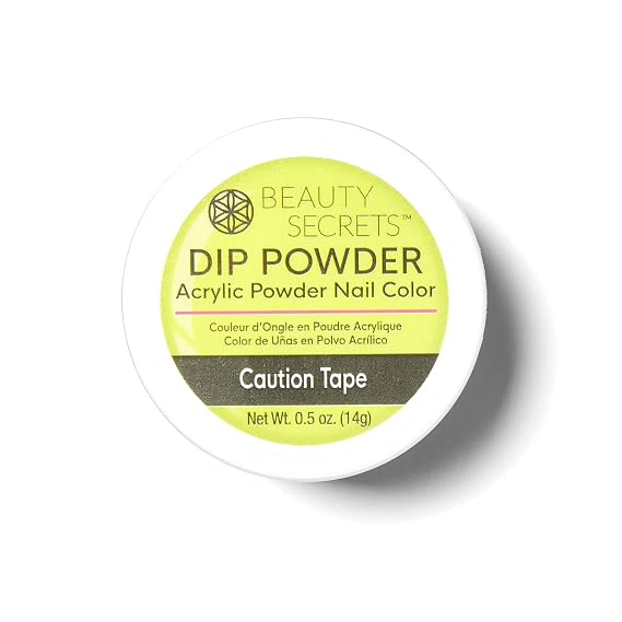 Beauty Secrets Caution Tape Neon Dip Powder, Dip Nails, Long Lasting, DIY Dipping Powder, Soaks Off, .5 Ounce
