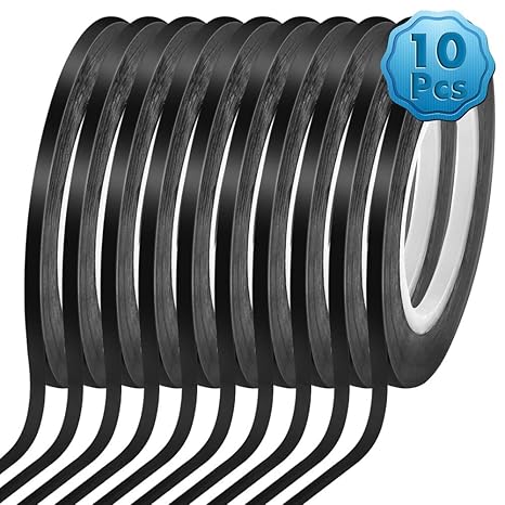 cridoz 10 Rolls 1/8 Pinstripe Tape Dry Erase Board Tape Whiteboard Thin Tape Lines Pinstriping Graphic Chart Line Grid Marking Tape, 108 Feet Per Roll