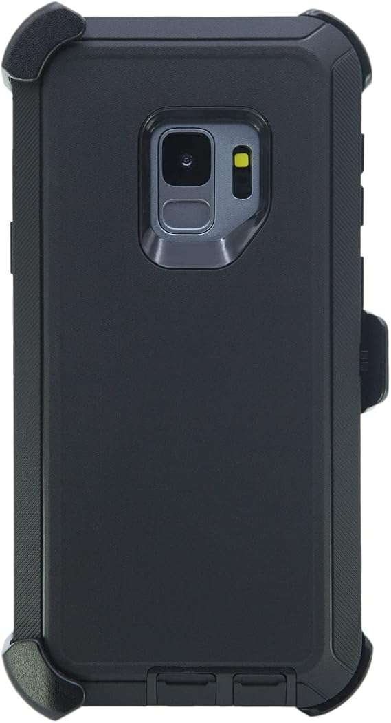Case for Galaxy S9 (5.8") Heavy Duty Full Body Military Grade Drop Protection Carrying Cover Holder | Holster for Men Belt with Clip Stand Black/Black