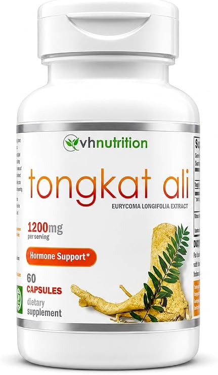 VH Nutrition TONGKAT ALI | Extra Strength Hormone Support for Men* | 200 to 1 Blend Standardized Eurycoma Longifolia (LongJack) Extract Powder | 60 Capsules