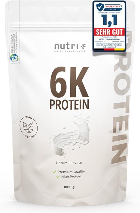 Nutri + Protein Pulver Neutral 1 kg - 80% Eiweiß - zuckerfrei + fettfrei - Proteinpulver ohne Süßstoff Geschmack - ideal zum Backen - 1000 g Natural