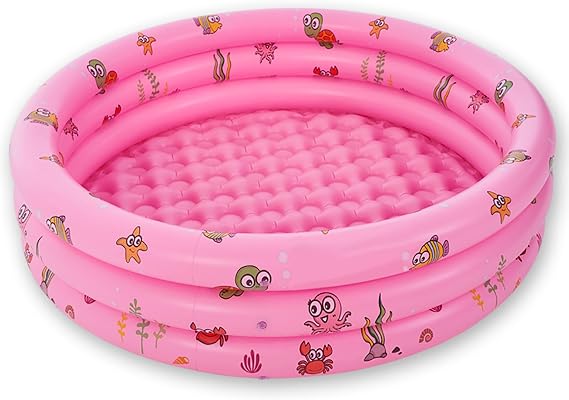 Round Inflatable Baby Swimming Pool, Inflatable Paddling Pool, Kiddie Swimming Pool with Wide Sides, Bathing Pool for Kids Splashing Fun Outside, Garden, Backyard Play(Color:Pink,Size:1.30m)