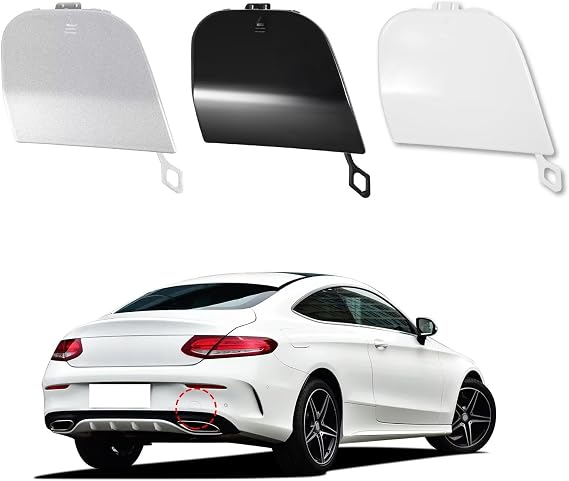 Car Rear Bumper Tow Hook Cover Cap Towing Eye Fit for Mercedes-Benz C-Class A205 Convertible C205 Coupe AMG Line Fit C180 C200 C250 C260 C280 C300 C350 C53 2015-2020 A2058851624(Black)