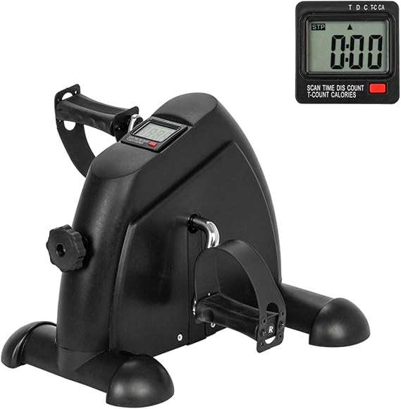 Mini Exercise Bike, Under Desk Bike Pedal Exerciser Foot Cycle Arm & Leg Pedal Exerciser with LCD Screen Displays
