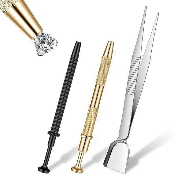 Piercing Grabber Tool, 3 Pcs Stainless Steel Jewel Picker Tool 4 Claw Piercing Tools for Changing Jewelry Includes Tweezer with Shovel Head Spoon for Tiny Objects IC Chip Electronic Components