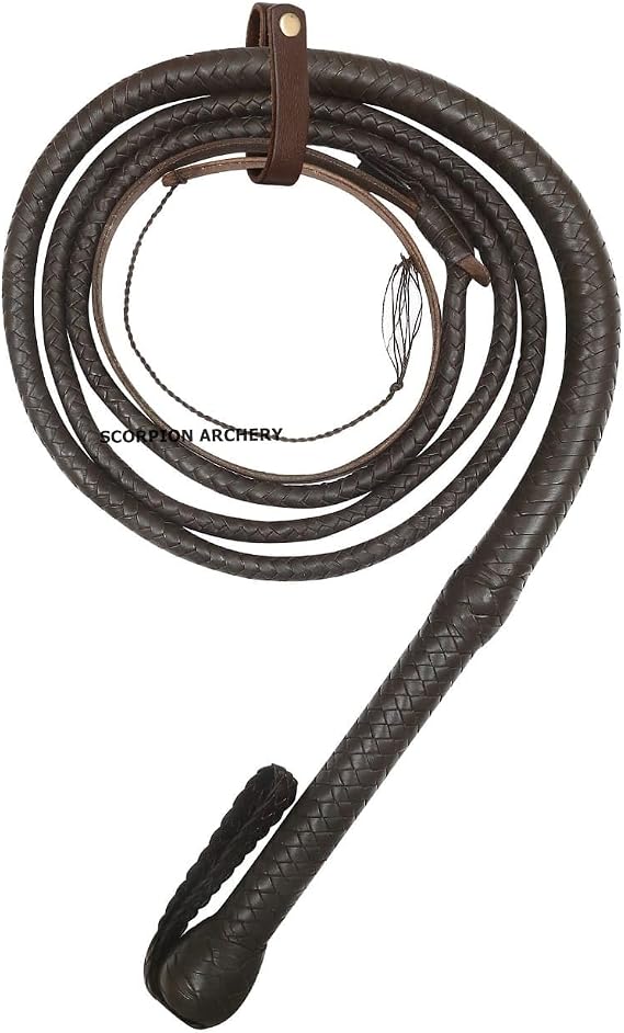 Bullwhip Real Cow Hide Leather 12 Plaits Equestrian Bull Whip Brown Color Rope Core Belly Inside Birthday Gift for him