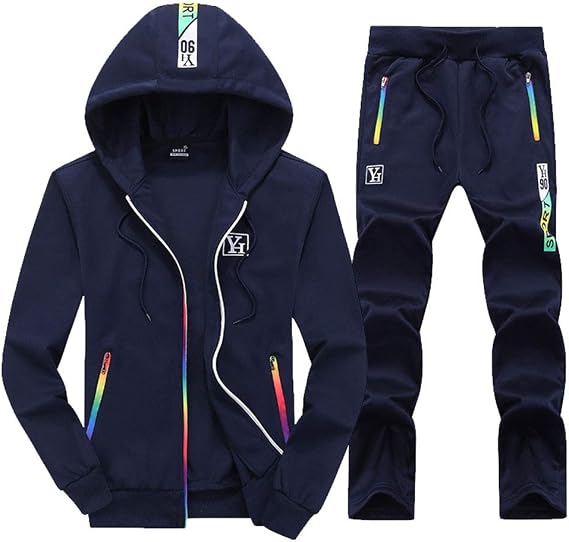 xzbailisha Men's 2 Piece Outfits Solid Color Stand Collar Long Sleeve Jacket Coat & Pant Tracksuit Set