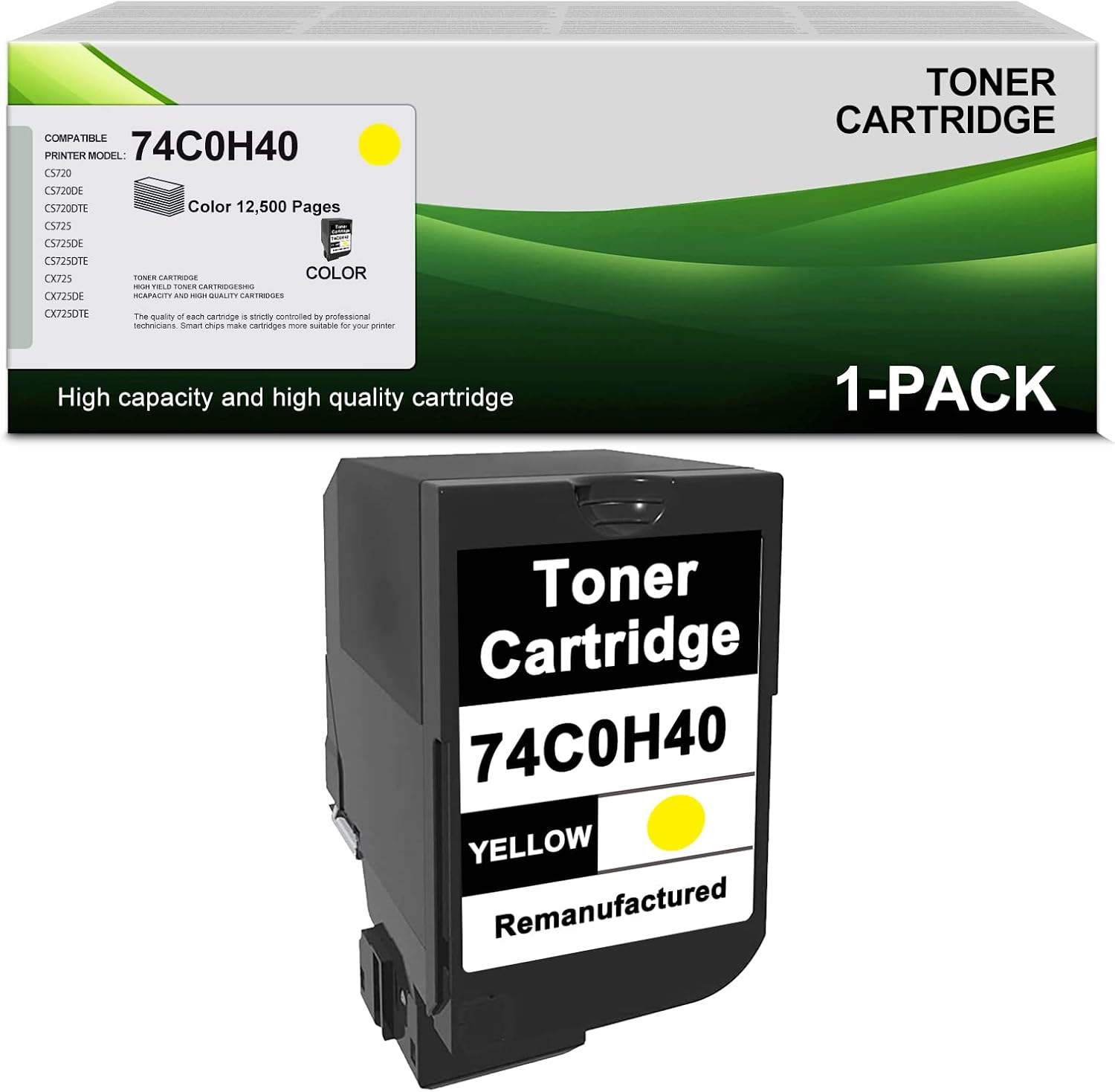 XENONK 74C0H40 Compatible Toner Cartridge Replacement for Lexmark CS720 CS720de CS720dte CS725 CS725de CS725dte CX725 CX725de CX725dte Printer Toner Cartridge 1 Pack,Yellow