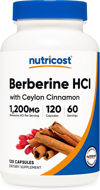 Nutricost Berberine HCl with Ceylon Cinnamon Capsules (120 Capsules) | 60 Servings, GMO-Free, Animal-Free Product