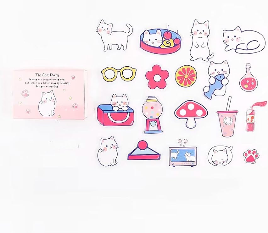 CUCKOO Cute Cat Themed Set of 40 PET Stickers • Bullet Journal