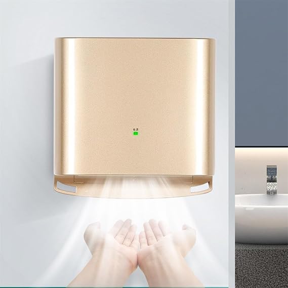Ectric Hand Dryer, 1250W Commercial Hand Dryer,Wall-Mounted Automatic Induction Hands Drying Device,with Hot and Cold Switch (Gold)