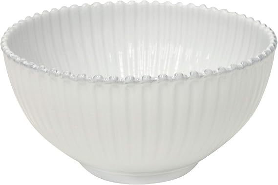 Costa Nova Ceramic Stoneware 10.5" x 5.5", 133 oz Serving Bowl - Pearl Collection, White | Microwave & Dishwasher Safe Dinnerware | Food Safe Glazing | Restaurant Quality Serveware