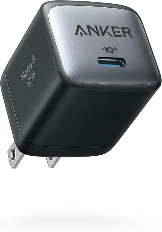 USB C, Anker Nano II 30W Fast Charger Adapter, GaN II Compact Charger (Not Foldable) for MacBook Air/iPhone 13/13 Mini/ 13 Pro/ 13 Pro Max/ 12, Galaxy S21, Note 20, iPad Pro, Pixel, and More