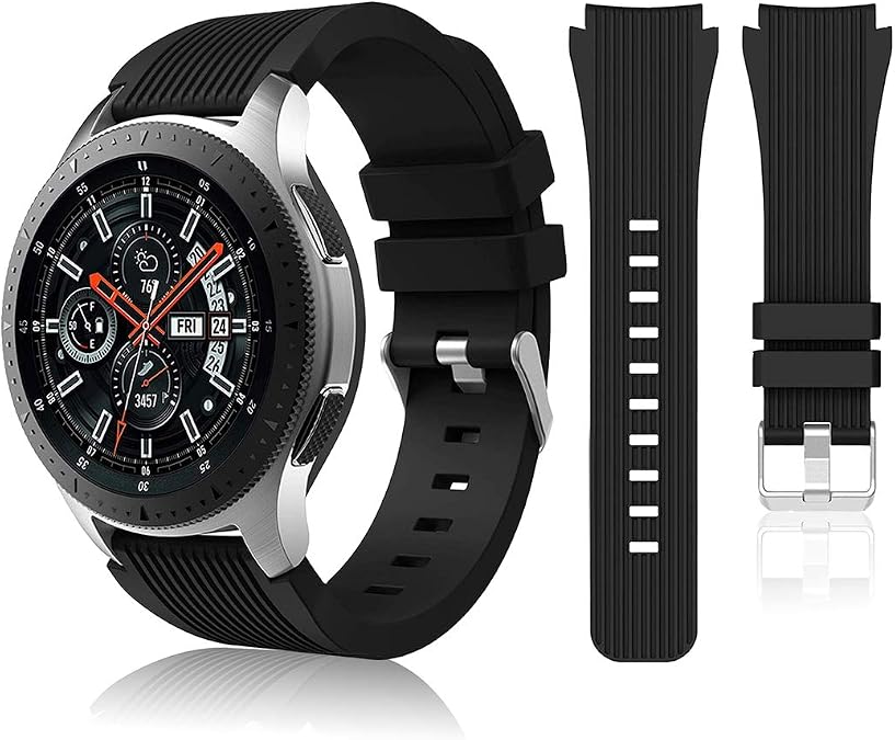 HSWAI Compatible with Samsung Galaxy Watch 46mm Bands/Gear S3 Frontier, Classic Watch Bands/Galaxy Watch 3 Bands 45mm, 22mm Soft Silicone Bands Bracelet Sports Strap for Men & Women.