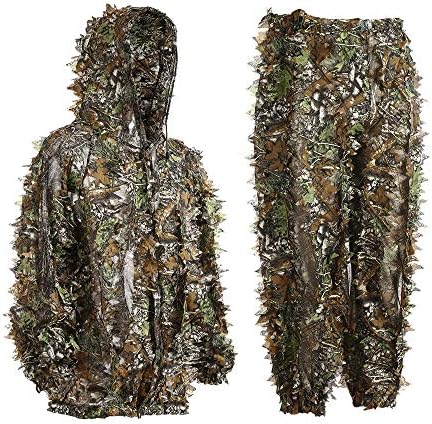 EAmber Ghillie Suit Gilly Hunting Suits Pants 3D Leaf Camo Camouflage Coveralls Youth Adult Lightweight Clothes