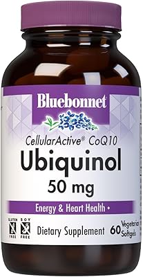 Bluebonnet Nutrition Cellular Active CoQ10 Ubiquinol 50 mg Vegetarian Softgels, Heart Health & Cellular Health, Ubiquinol from Kaneka, Non GMO, Gluten Free, Soy Free, Milk Free, 60 Vegetarian Softgels