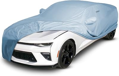 iCarCover Premium Car Cover for 2010-2024 Chevy Camaro LT, LS, RS, SS Heavy Duty Waterproof All Weather Automobiles Custom Fit Indoor Outdoor UV Snow Protection Covers with Straps and Bag