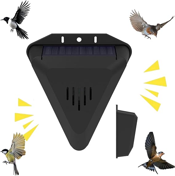 Bird Deterrents for Outside,Solar Bird Repeller Animal Repeller 13 Sounds,IP55 Waterproof 360° Comprehensive Protection,Birds Scarer Animal Deterrent Device for Farm Balcony Raccoon Outdoor (Black)