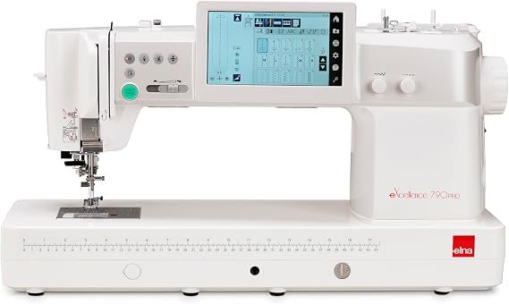 Elna eXcellence 790 Pro Sewing and Quilting Machine with Full Aluminum Construction, 13" Seamless Flatbed, Speed up to 1,3000SPM, and 22 Presser Feet Standard