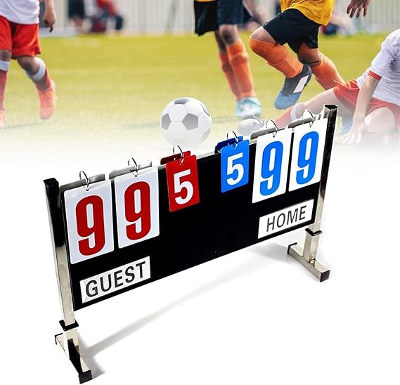 Portable Scoreboard 6-Digits, Multi Sports Score Flip Scoreboard Score Keeper for Games Soccer Basketball Tennis Competition