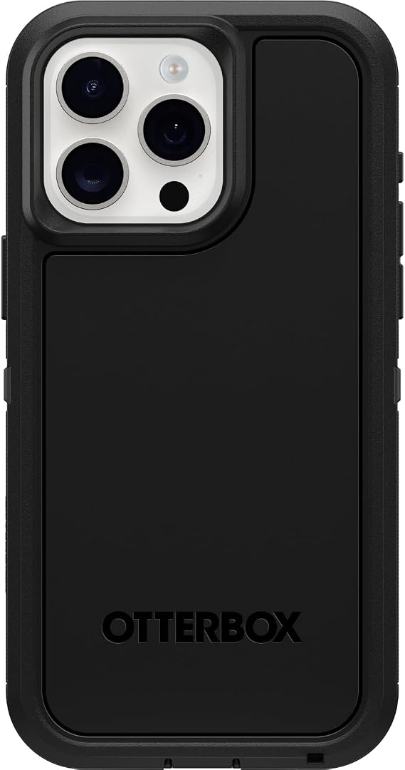 OtterBox iPhone 15 Pro Max Defender Series XT Case - Black, Screenless, Rugged, Snaps to MagSafe, Lanyard Attachment, Tough & Durable iPhone Case, Pressure-Fitted Dual-Layer iPhone Case